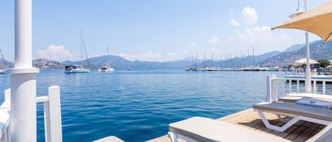 Private beach nearby, sun loungers, beach umbrellas, 2 beach bars