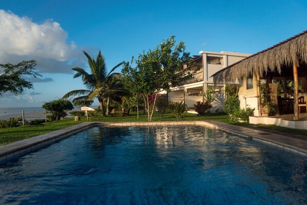 Outdoor pool, pool loungers