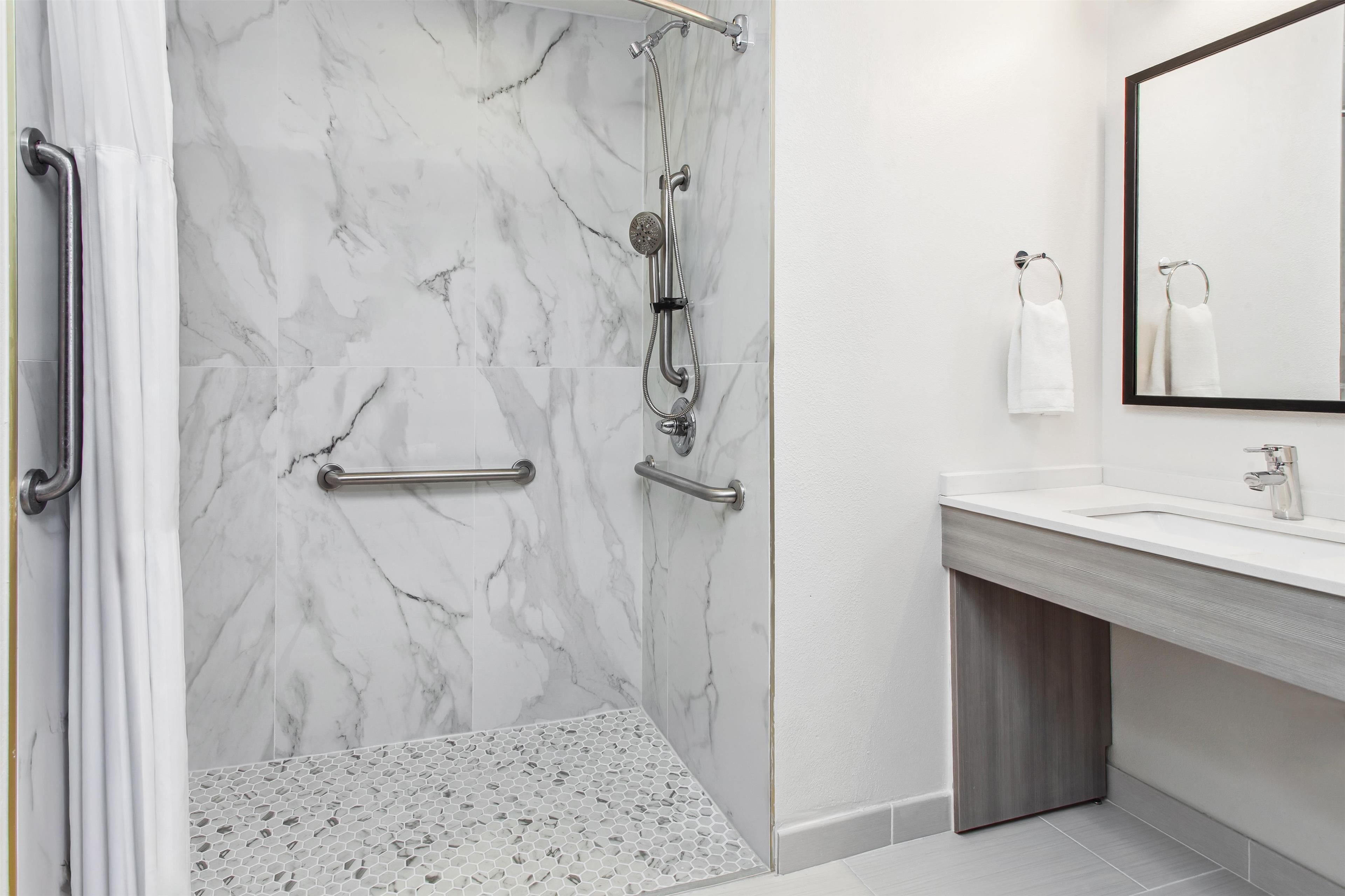 room, 2 queen beds, accessible (mobility & hearing, roll-in shower) | bathroom shower