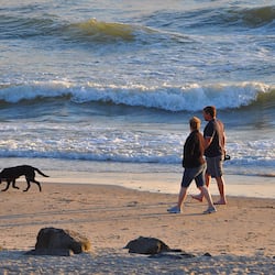 On the beach, white sand