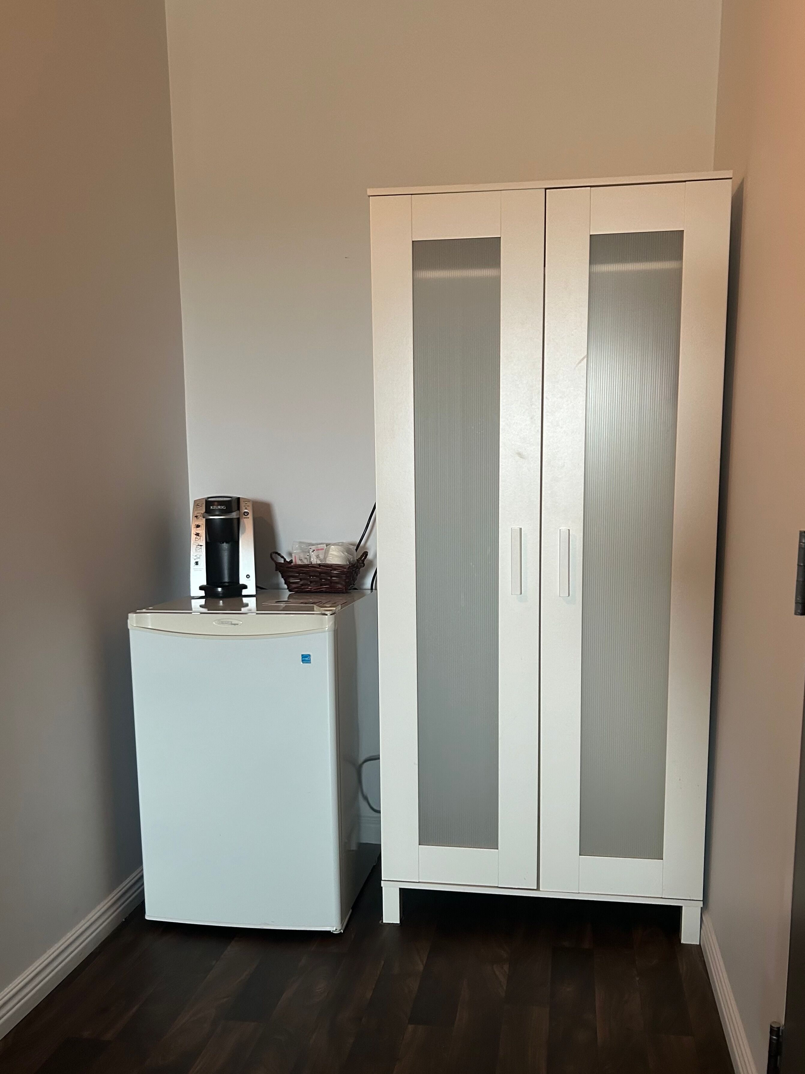 desk, blackout curtains, soundproofing, iron/ironing board