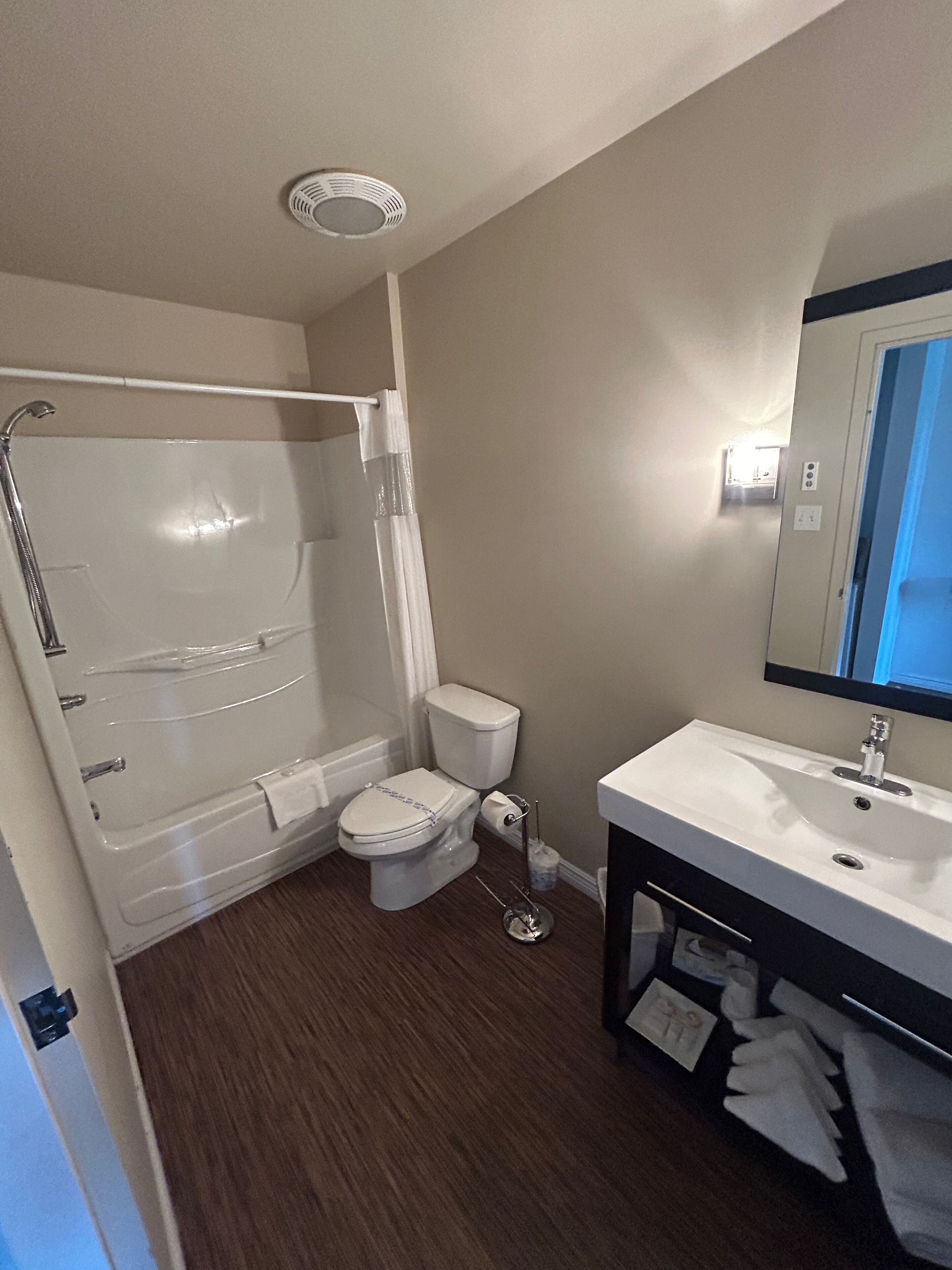 free toiletries, hair dryer, towels