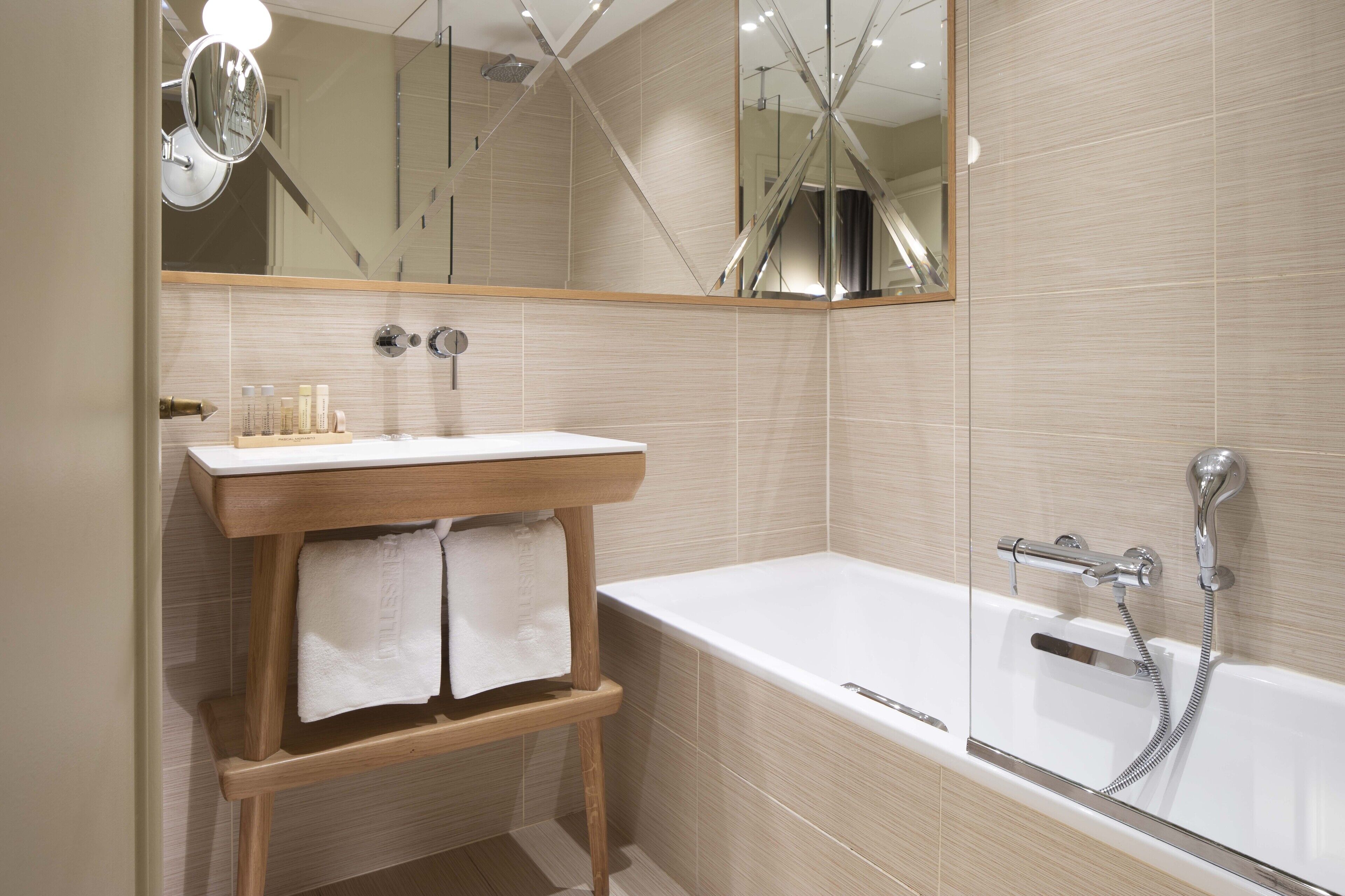 free toiletries, hair dryer, towels