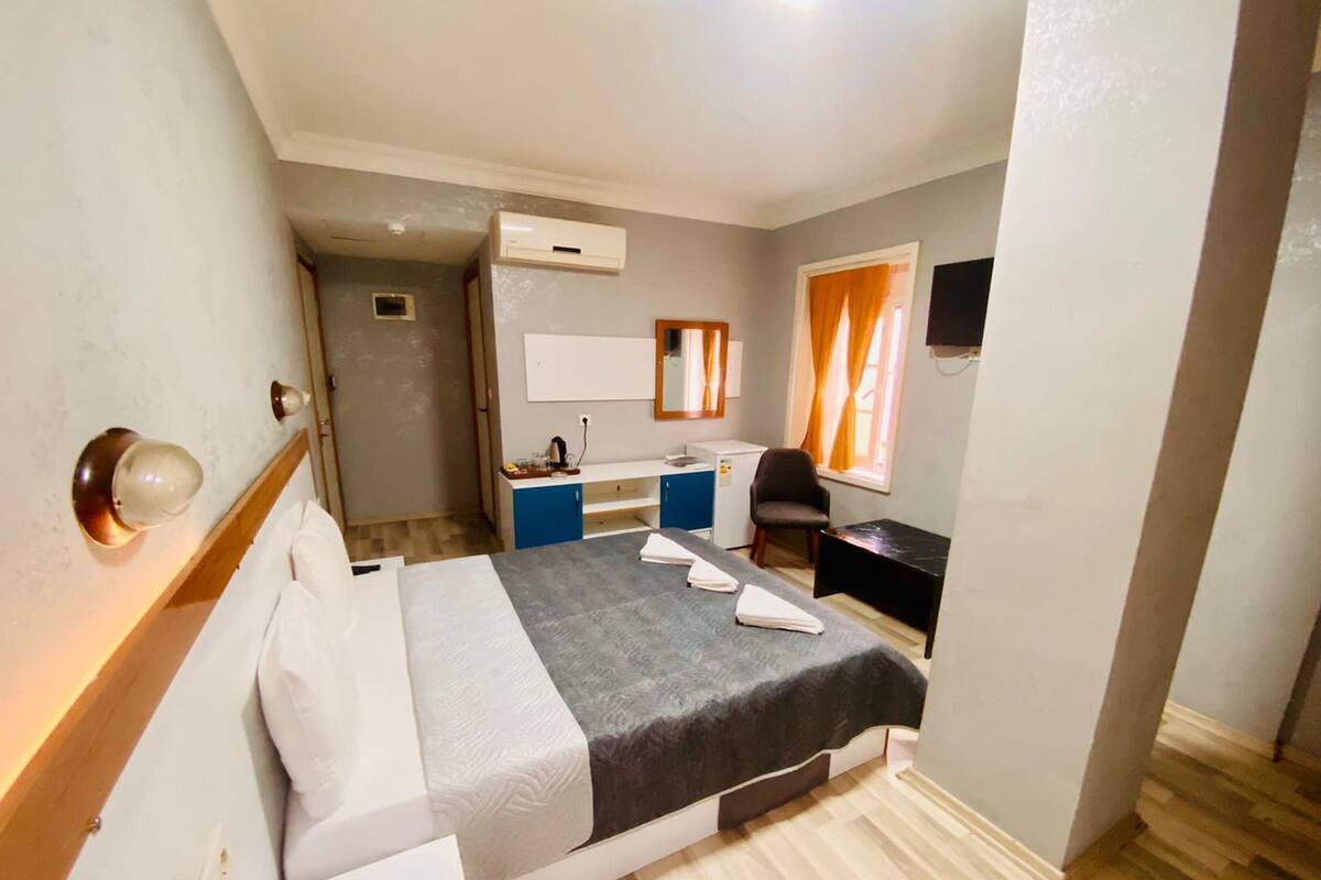 Suite estudio Deluxe | Minibar, caja de seguridad en la habitación y escritorio