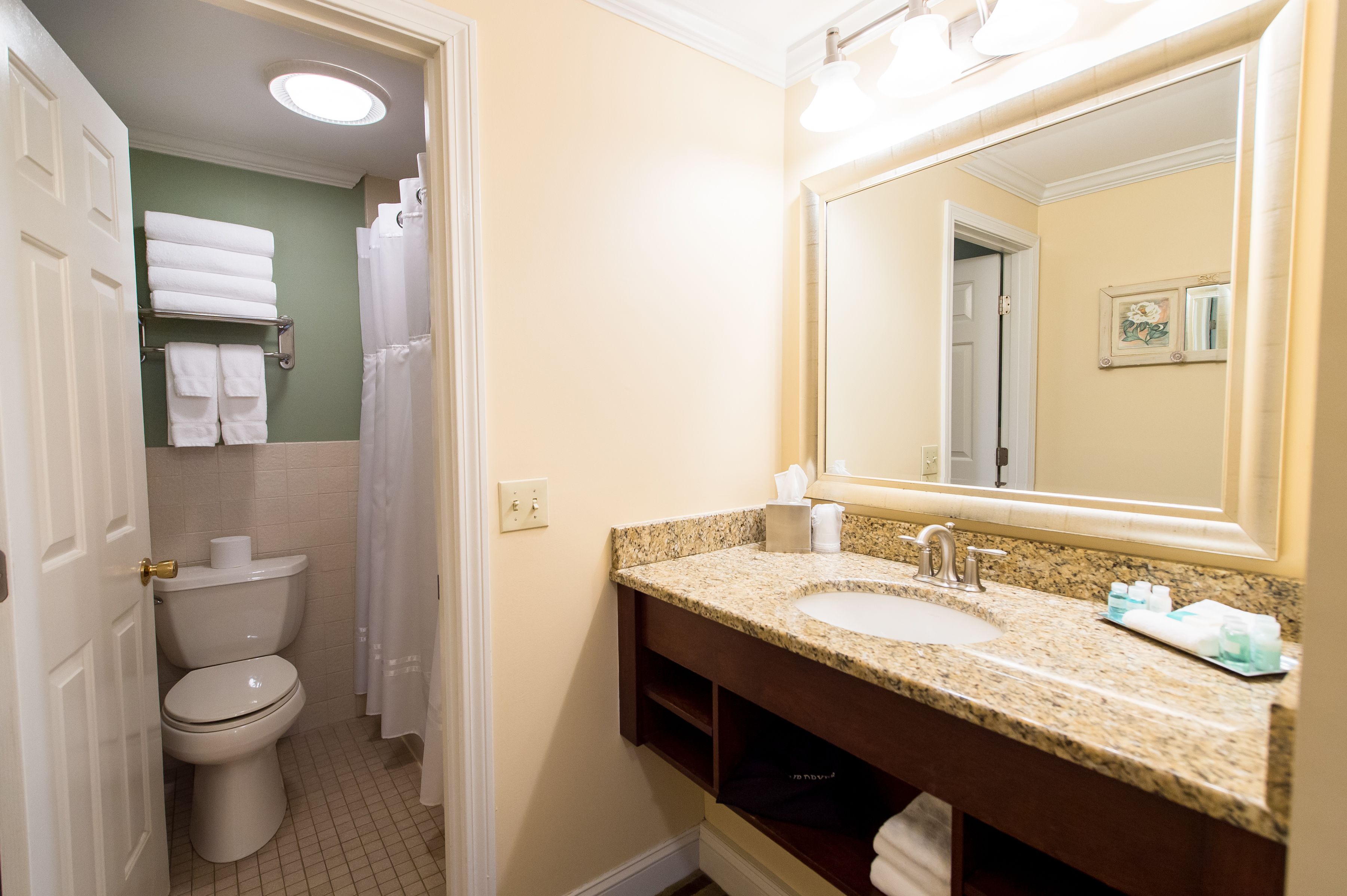 main building 2 queen beds with pullout, sea vie | bathroom | free toiletries, hair dryer, towels
