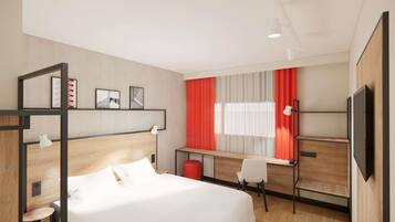 Premium bedding, desk, soundproofing, iron/ironing board