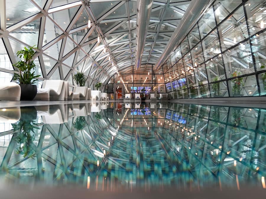 Indoor pool, pool loungers