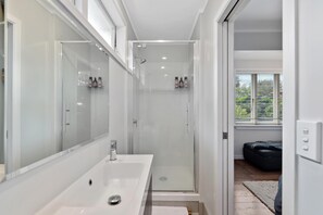 Shower, free toiletries, hair dryer, bathrobes