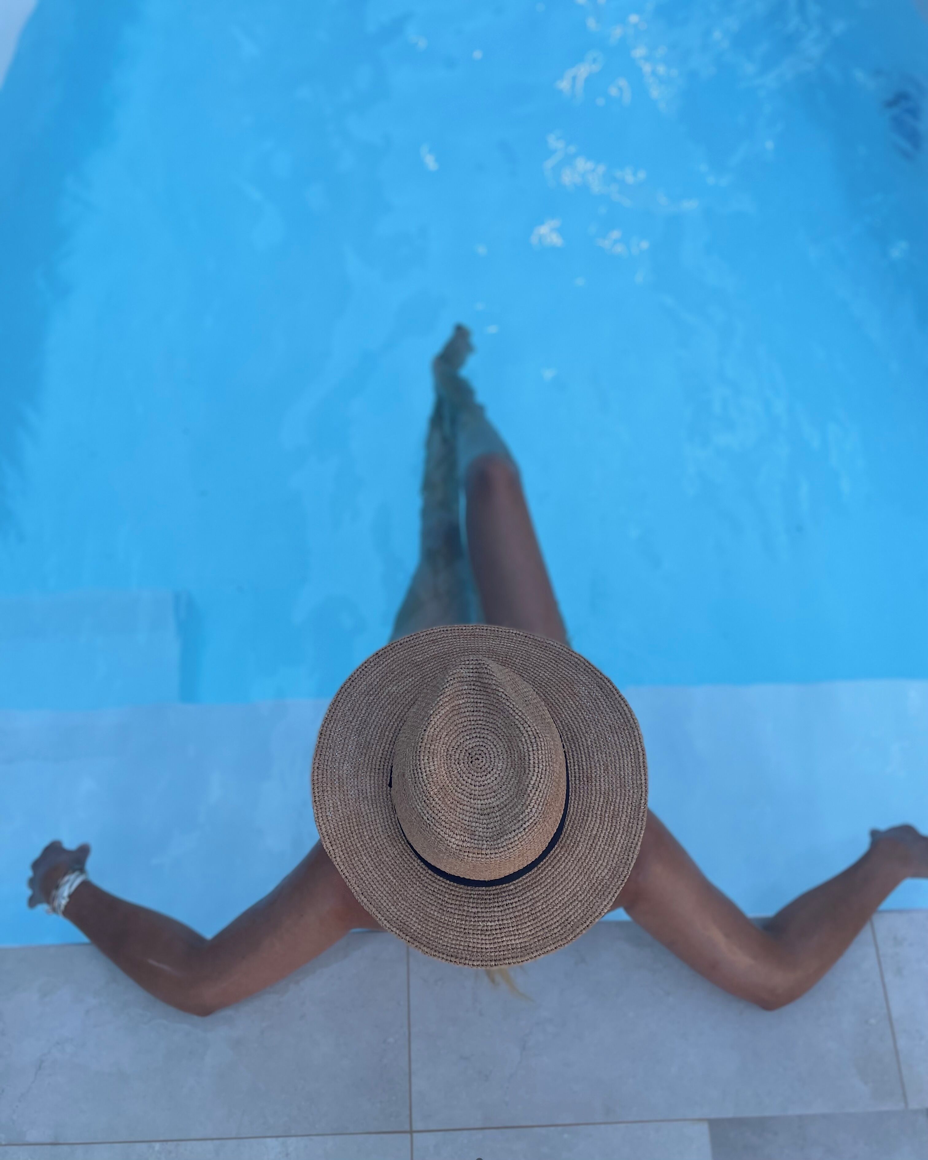 Outdoor pool, a heated pool, sun loungers