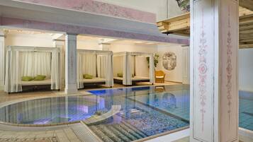 Indoor pool, free pool cabanas, pool loungers