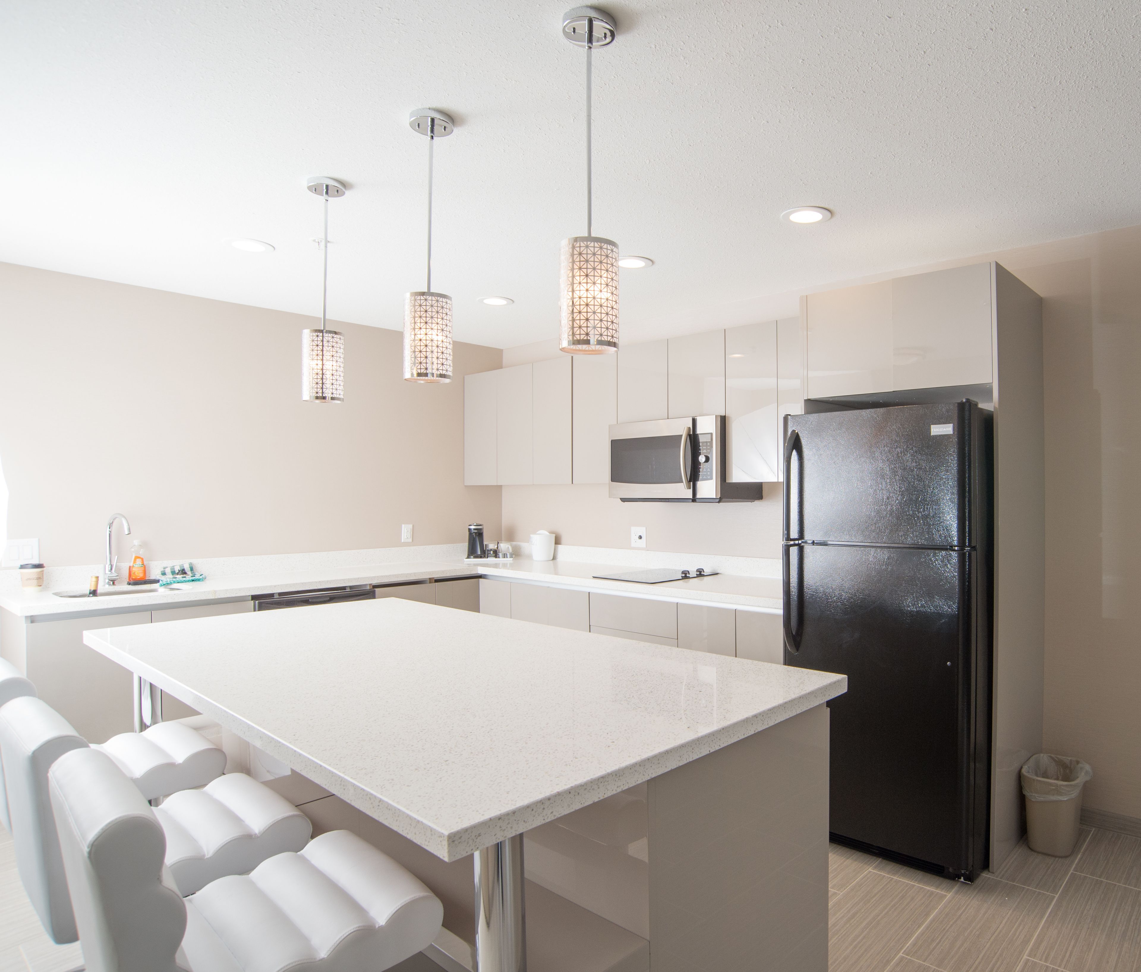 Suite ejecutiva, 1 cama de matrimonio grande | Cocina privada | Frigorífico grande, microondas, placa de cocina y lavavajillas