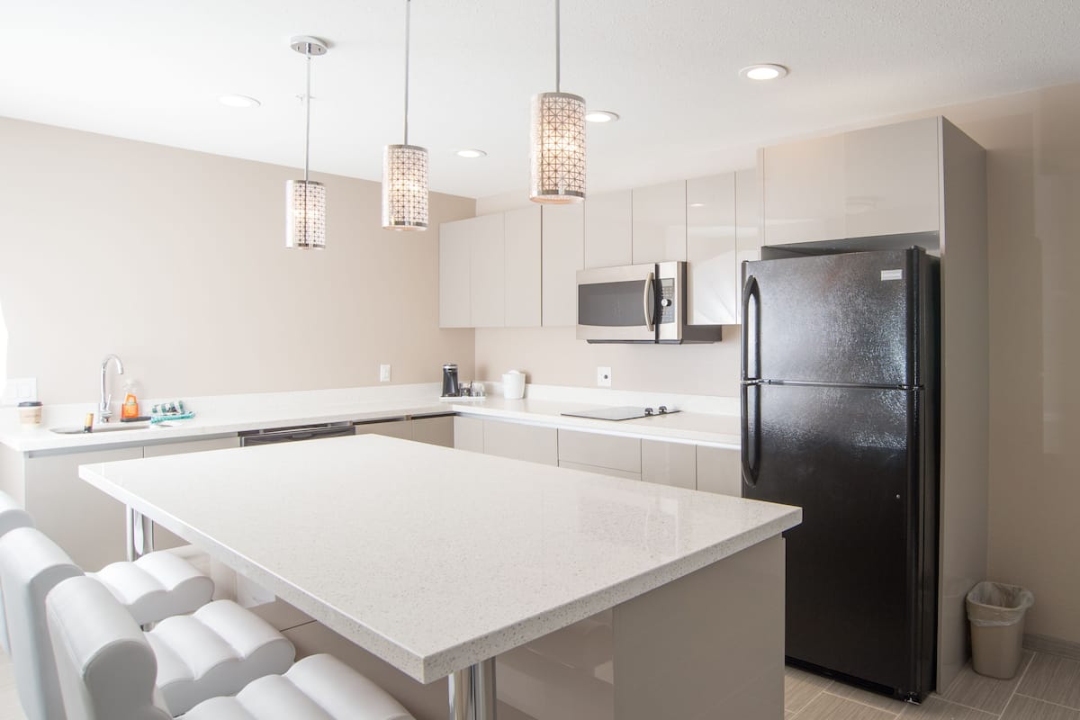 executive suite, 1 king bed | private kitchen | full-sized fridge, microwave, stovetop, dishwasher