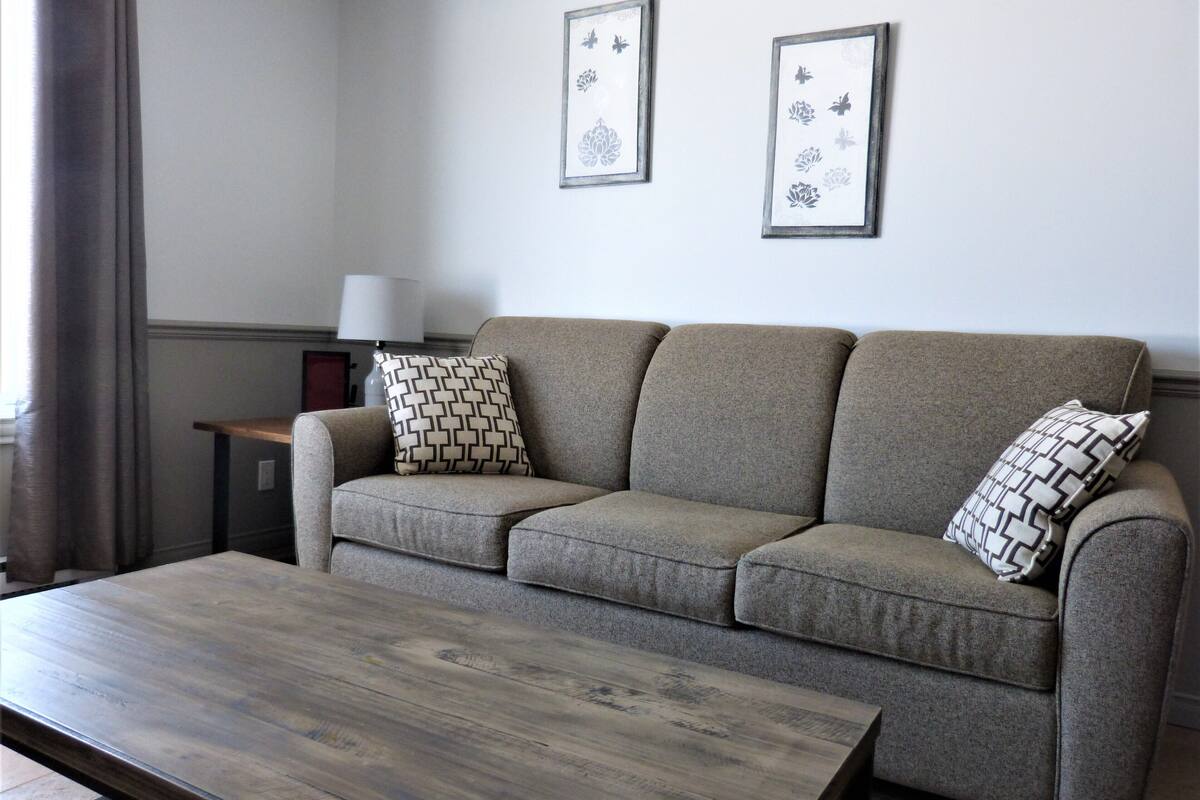 suite, 1 queen bed with sofa bed, terrace, lakeside | living area | 36-inch flat-screen tv with satellite channels, tv