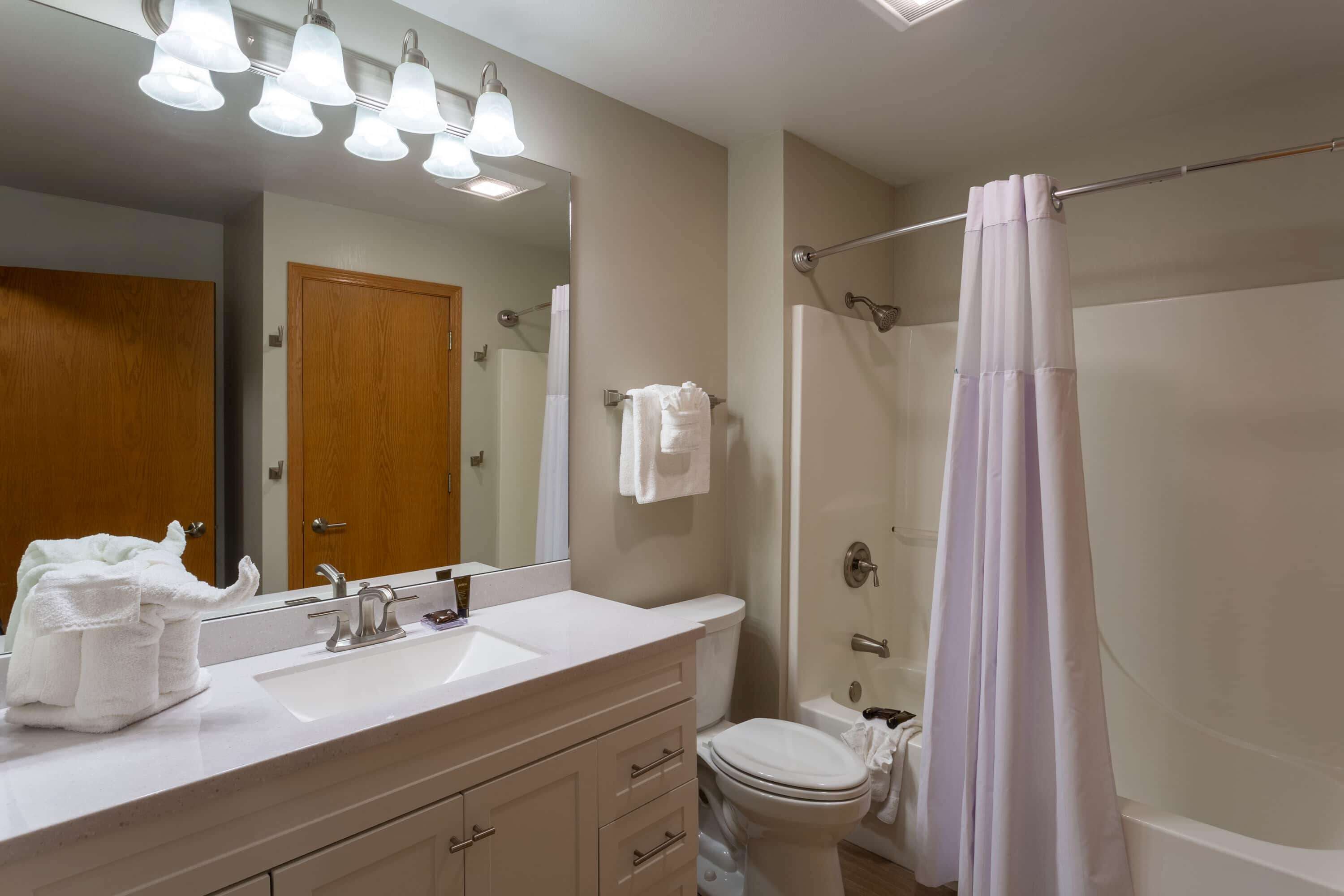 deluxe suite, 3 bedrooms, non smoking (4 queen beds, 2 twin beds) | bathroom | combined shower/bathtub, free toiletries, hair dryer, towels