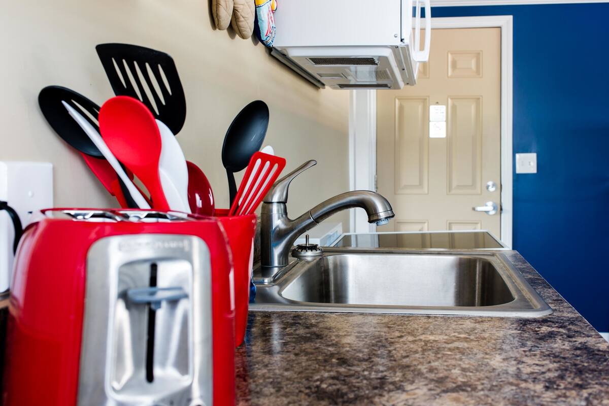 two bedroom efficiency riverview in lower harbor, second floor | private kitchenette | mini-fridge, microwave, coffee/tea maker, freezer