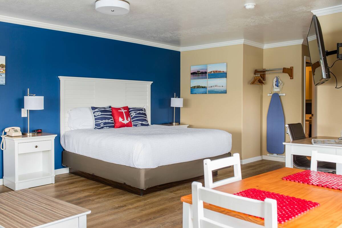 Two Bedroom Efficiency with a Private Balcony, Castle View, on the Main Channel | Premium bedding, pillow-top beds, blackout curtains, iron/ironing board