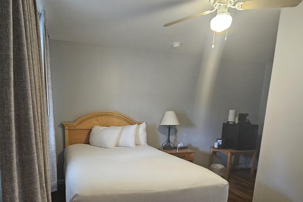 Economy kamer, 1 queensize bed, aan het zwembad | Luxe beddengoed, een laptopwerkplek, gratis wifi, beddengoed