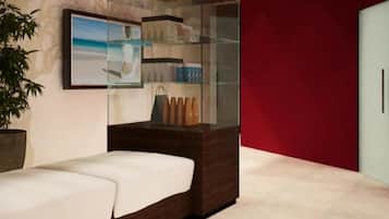 Sauna, boblebad, dampbad, tyrkisk bad/hammam, kropsbehandlinger