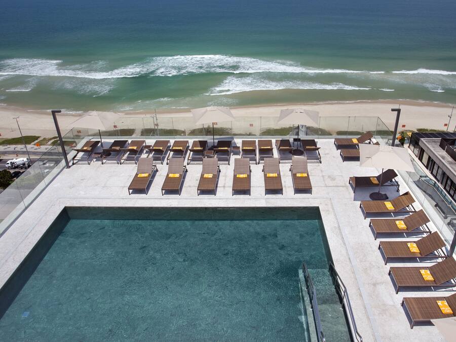 Outdoor pool, sun loungers