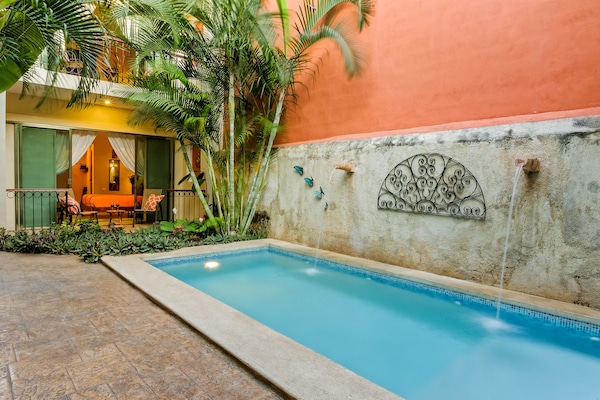 Outdoor pool, pool loungers