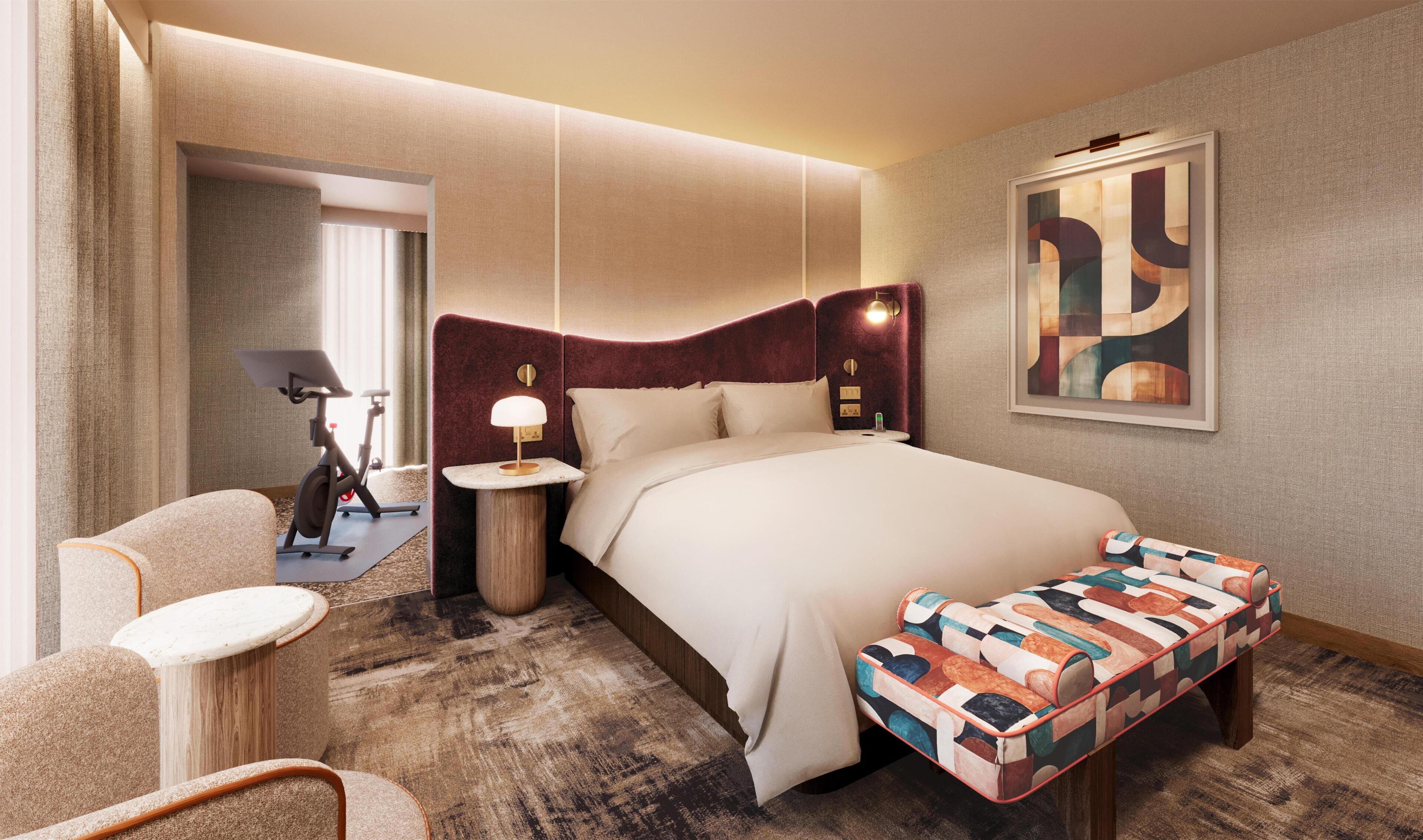 Premium kamer, 1 kingsize bed | Luxe beddengoed, een kluis op de kamer, een bureau, een laptopwerkplek