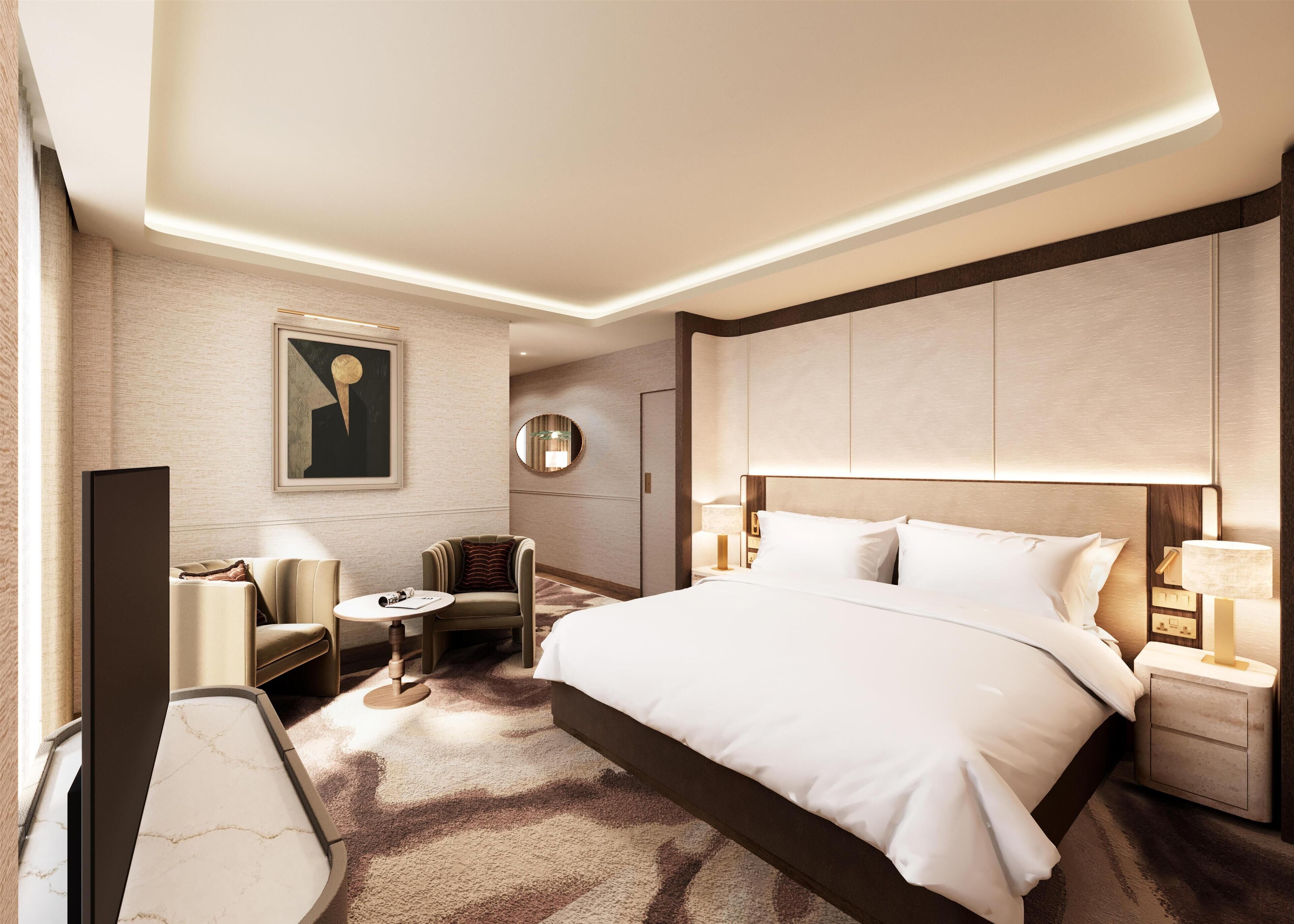 Room, 1 King Bed, City View | Premium bedding, in-room safe, desk, laptop workspace