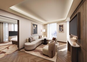 Chambre, 1 très grand lit | Coin séjour | Télévision LED