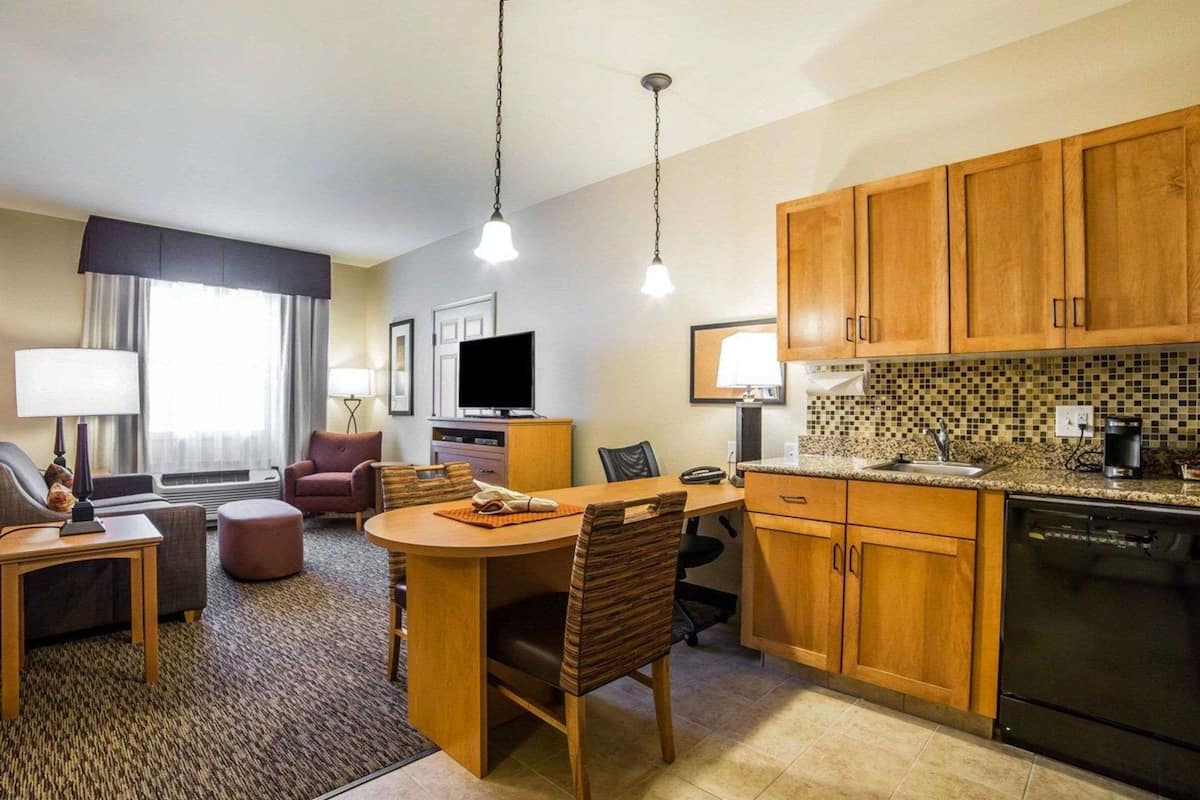 suite, 1 king bed with sofa bed, non smoking | premium bedding, desk, iron/ironing board, rollaway beds