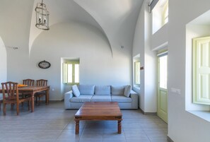 Romantic Villa, 2 Bedrooms, Garden Area | Living area | Flat-screen TV - 1897 Old River Mansion (Santorini)