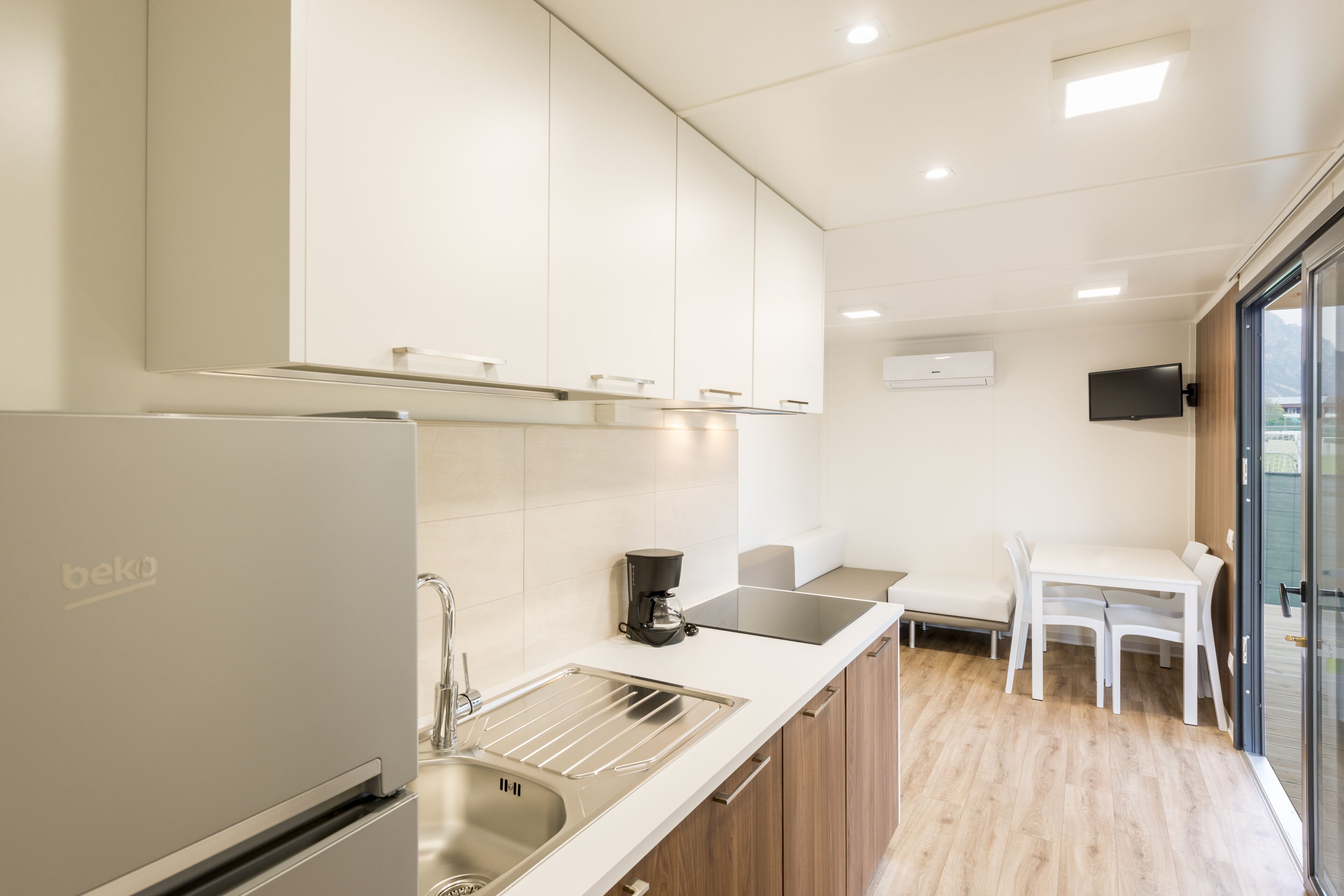 Fridge, stovetop, cookware/dishes/utensils