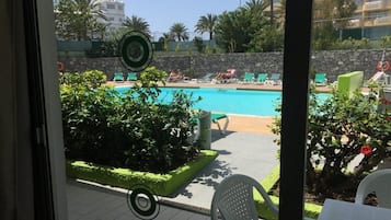 Outdoor pool, sun loungers