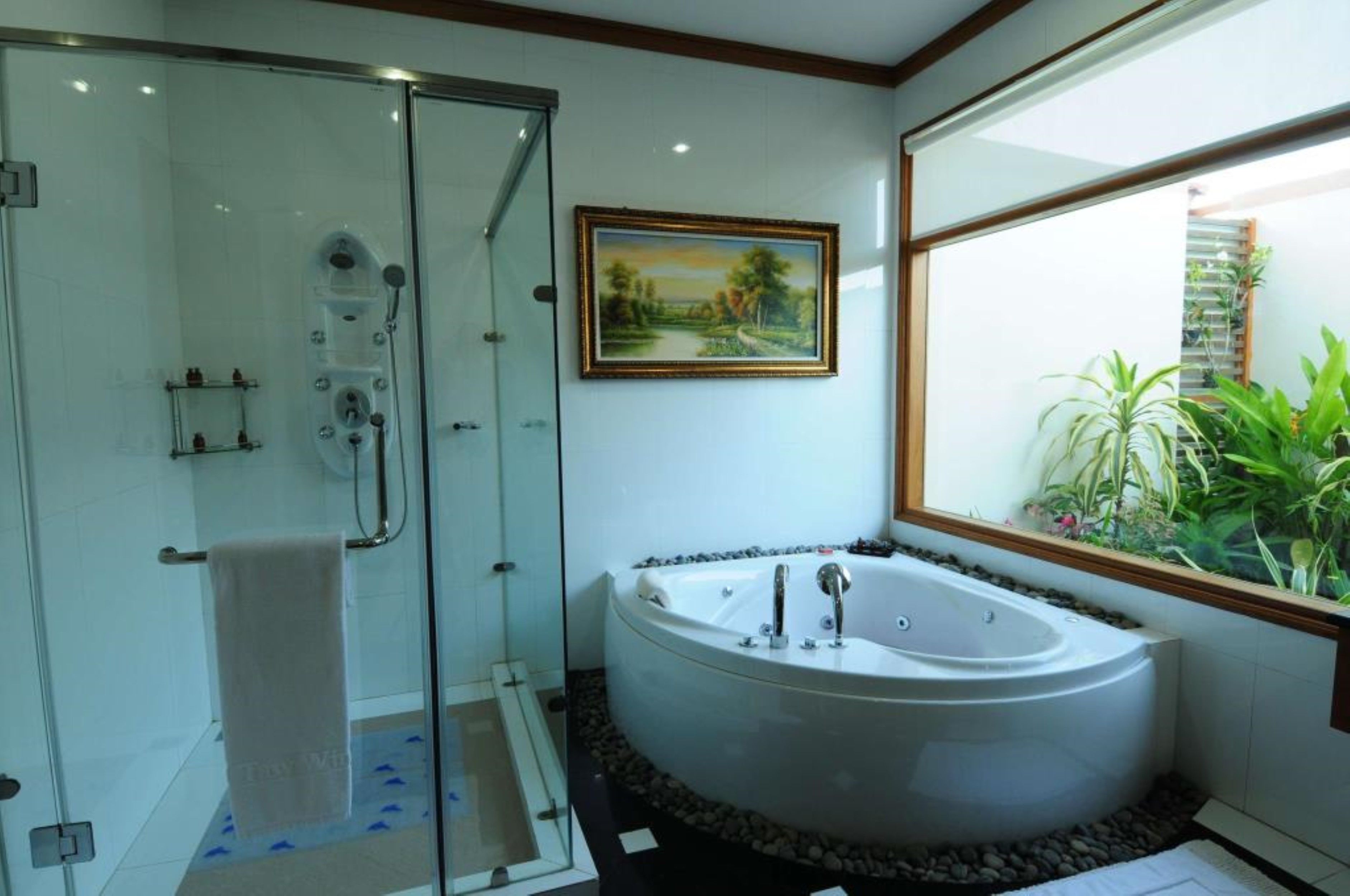 bathroom | free toiletries, hair dryer, slippers, towels