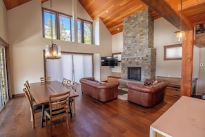 Snow Creek Cabin #507 | Living area | Flat-screen TV, fireplace, table tennis - Snow Creek Cabins by Fernie Lodging Co. (Fernie)
