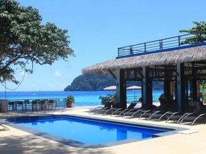 Outdoor pool, pool loungers
