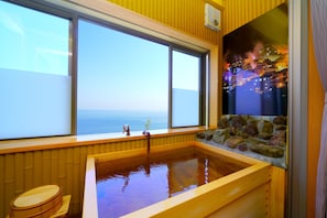 Twin Room(Japanese Western Room) with Open Air Bath | Bathroom | Free toiletries, hair dryer, slippers, bidet