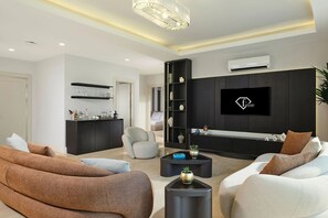 Aphel Prive Villa | Living area | 50-cm LCD TV with satellite channels, TV - FashionTV Luxe Resort - Luxury All Inclusive (Kemer)