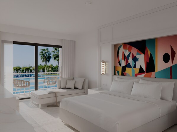 Pearl Room Sea View | Premium bedding, free minibar items, in-room safe, desk - FashionTV Luxe Resort - Luxury All Inclusive (Kemer)