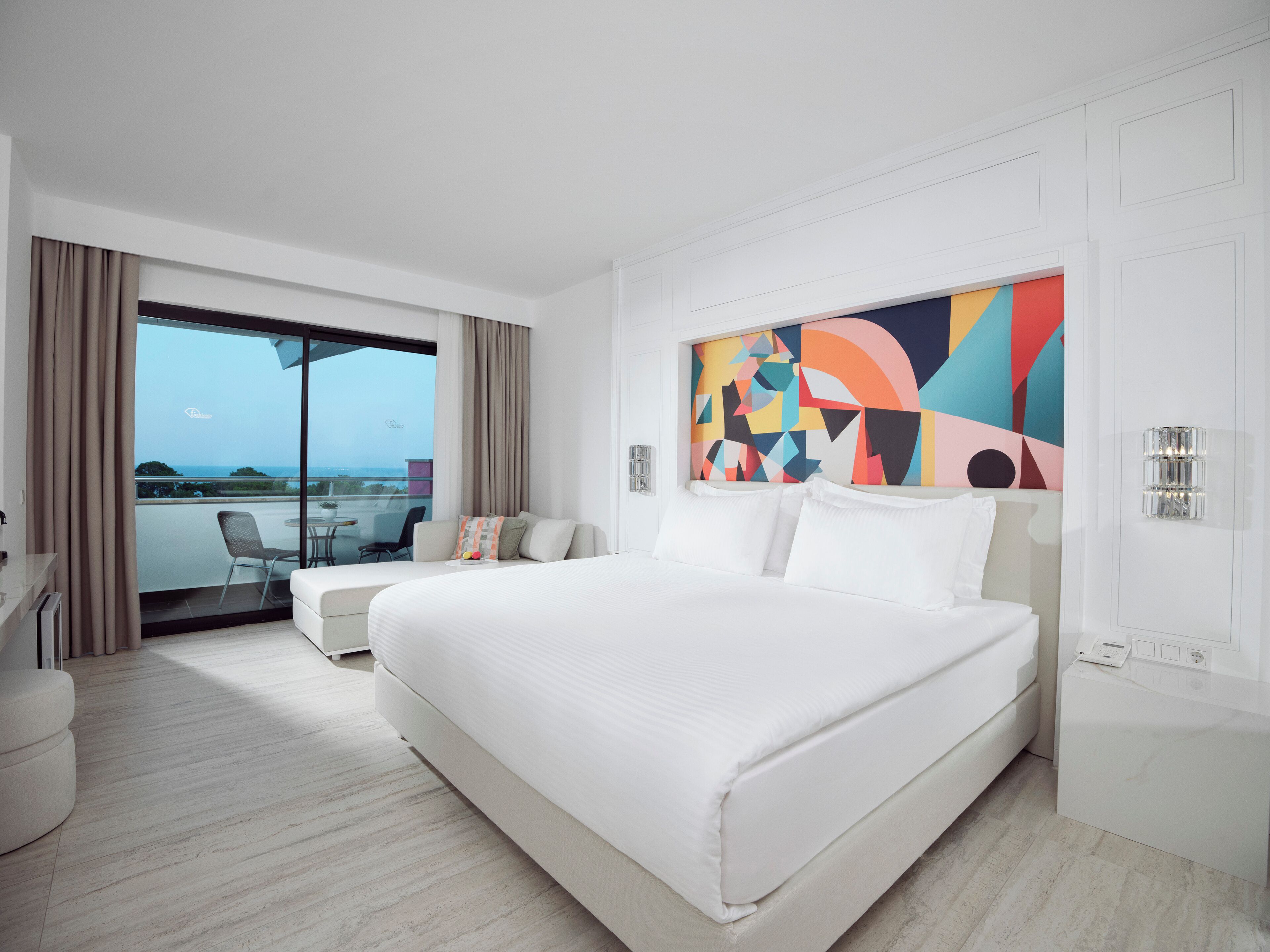 Pearl Room Sea View | 高档床上用品、免费迷你吧物品、客房内保险箱、办公桌