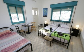 Habitación familiar | Escritorio, tabla de planchar con plancha y cunas gratuitas