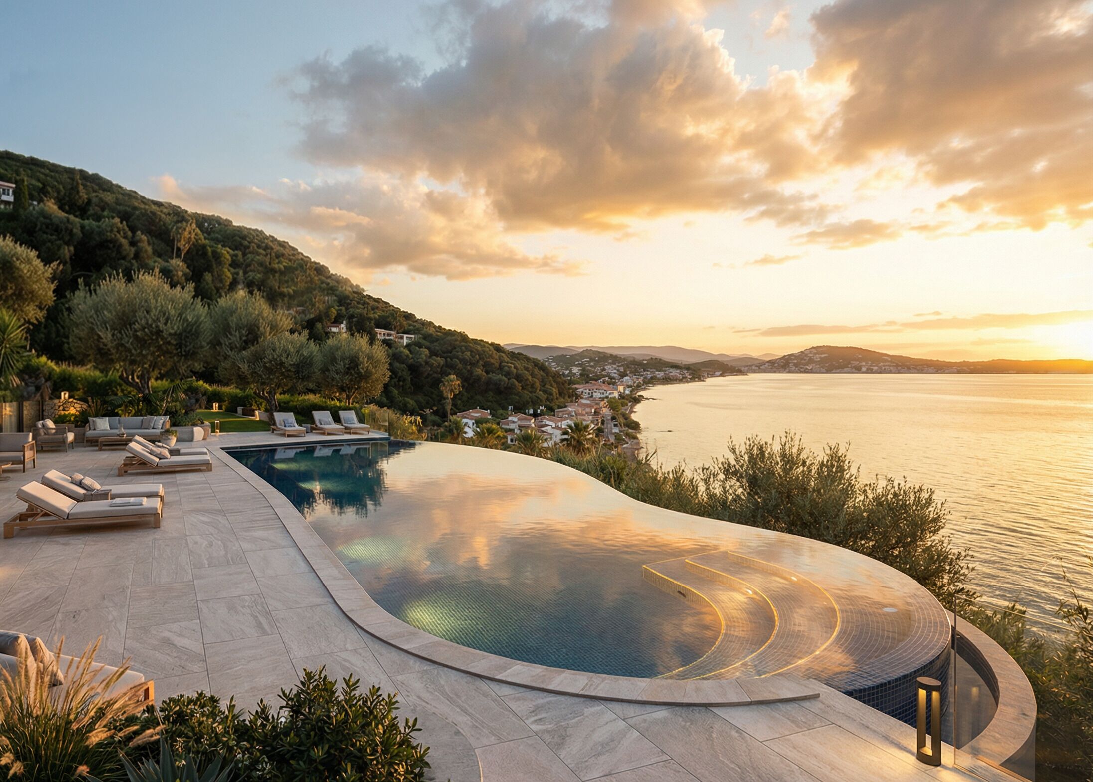 Outdoor pool, open 9:00 AM to 7:30 PM, pool umbrellas, pool loungers