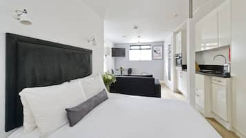 Classic Studio Apartment | Premium bedding, in-room safe, laptop workspace, iron/ironing board