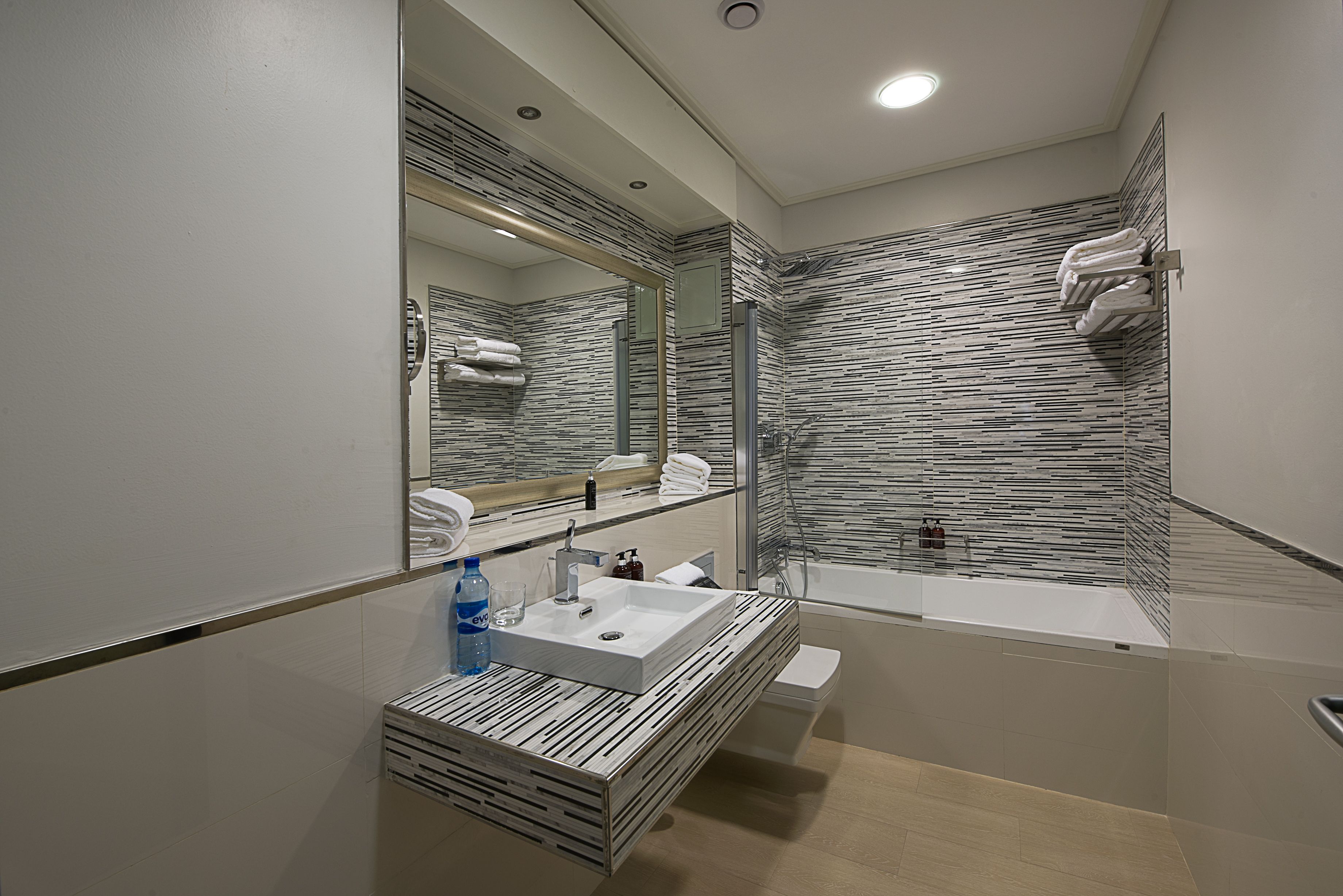 free toiletries, hair dryer, slippers, towels