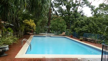 Outdoor pool, pool loungers