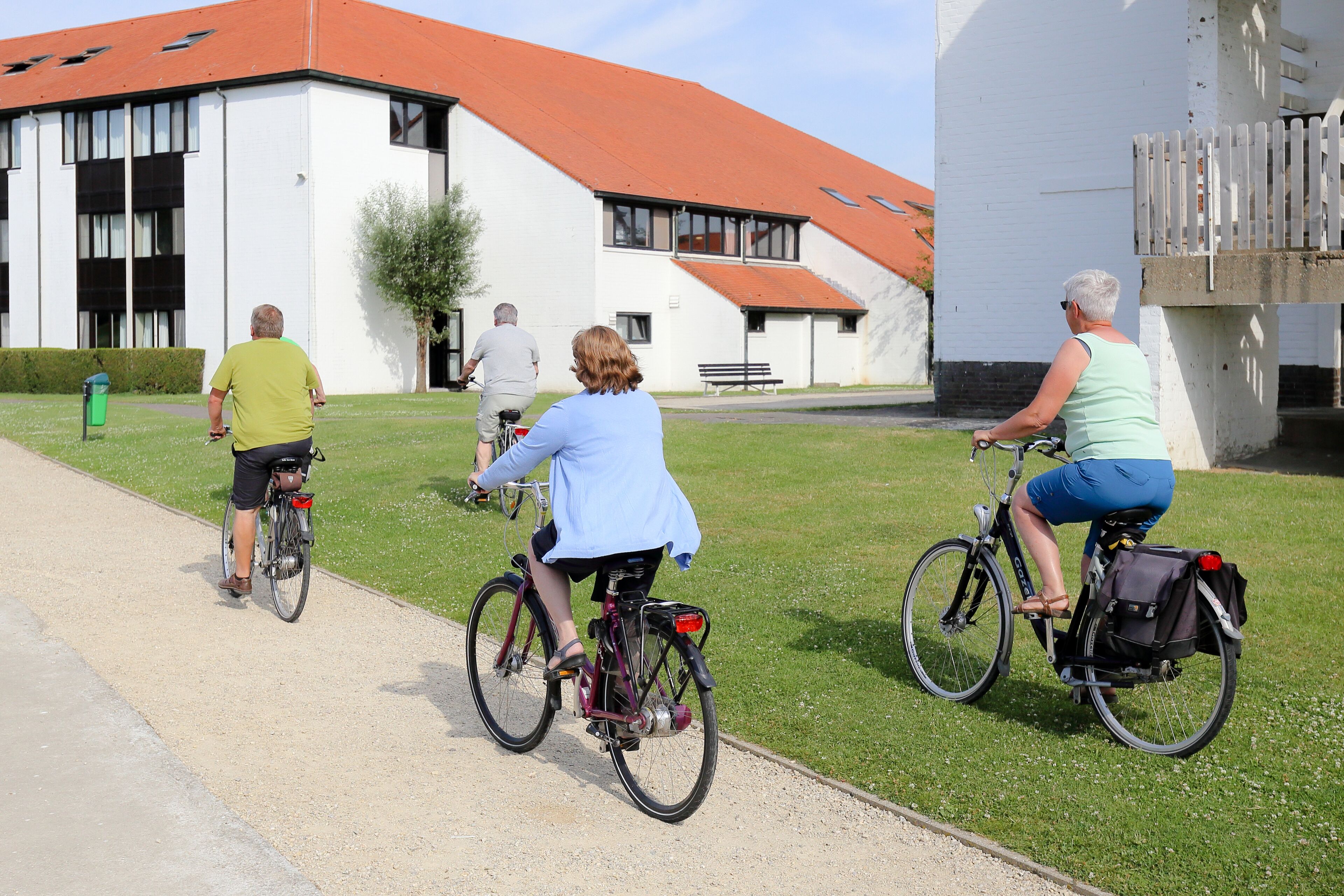 A pathway with cyclists.