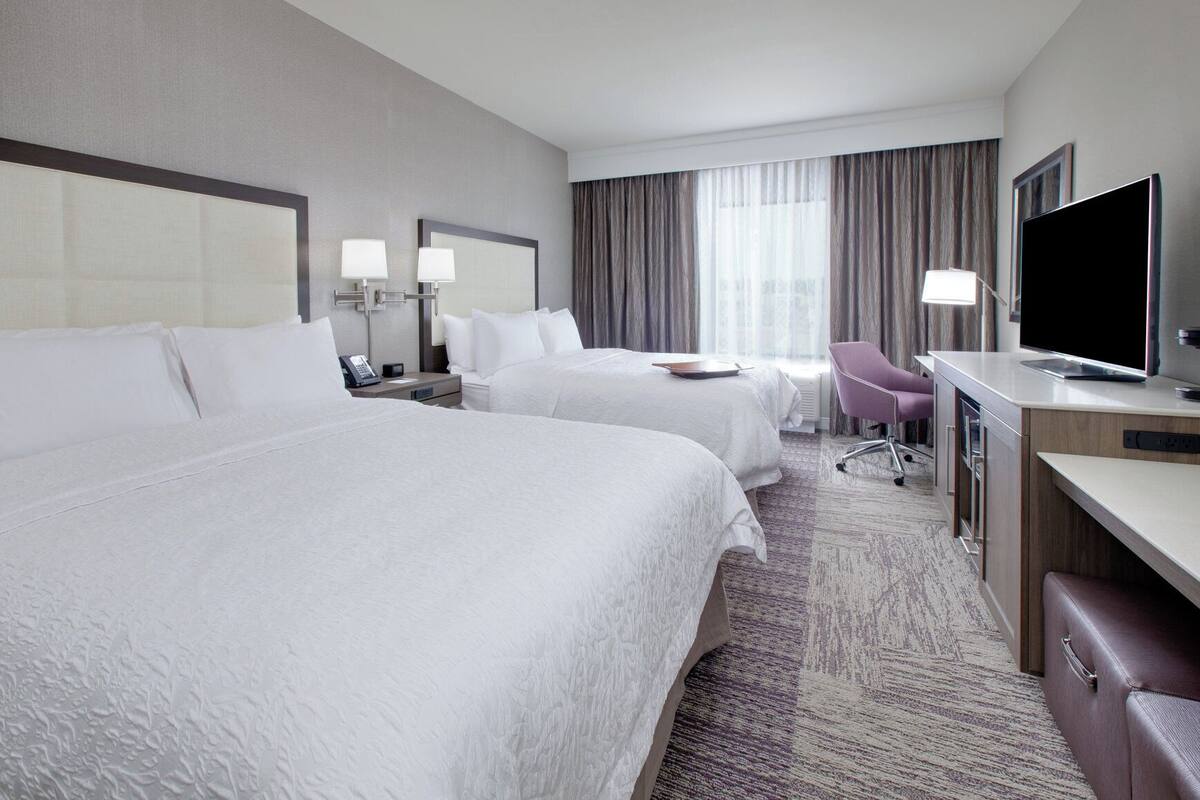 Hypo-allergenic bedding, blackout curtains, iron/ironing board