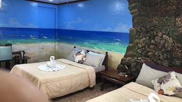 Deluxe Room, 2 Double Beds, Non Smoking, Sea View | In-room safe, cribs/infant beds, rollaway beds, bed sheets