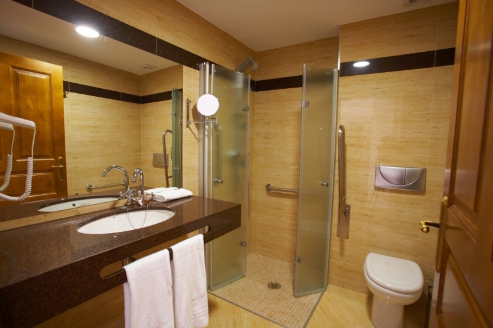 hydromassage showerhead, free toiletries, hair dryer, bidet