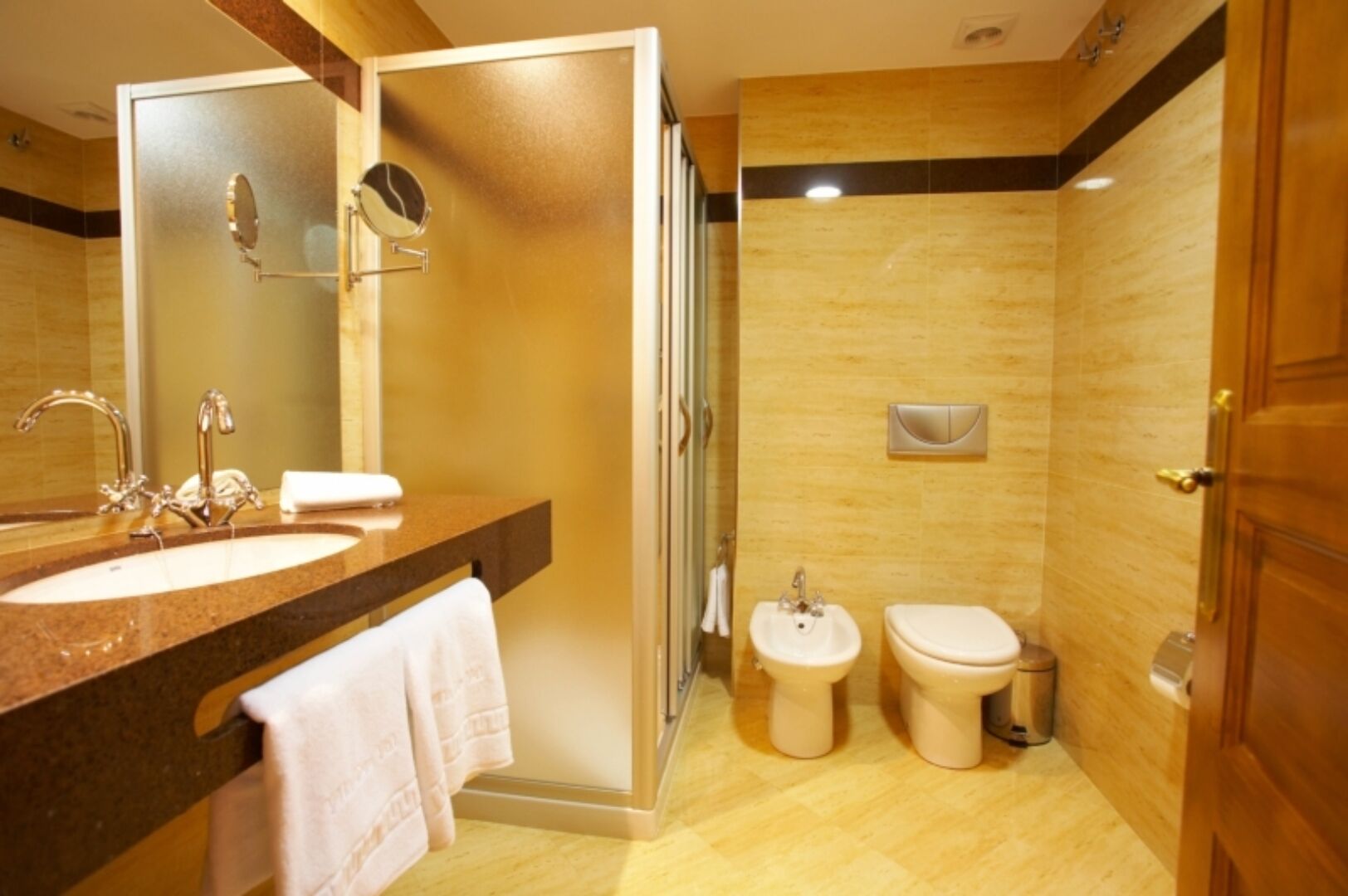 hydromassage showerhead, free toiletries, hair dryer, bidet