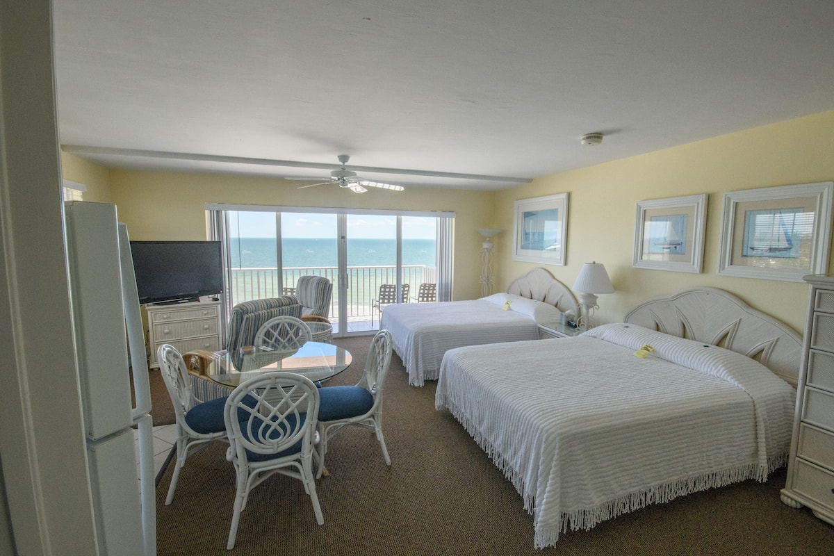 Studio, 2 Queen Beds, Ocean View | In-room safe, desk, laptop workspace, iron/ironing board