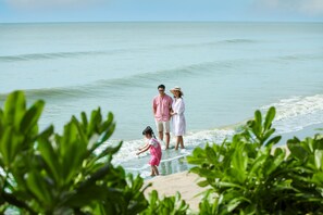 Private beach, sun loungers, beach umbrellas